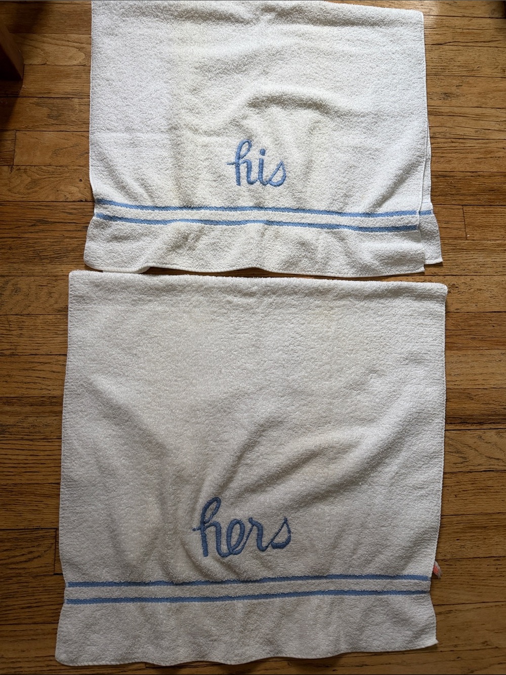 Vintage His and Hers Bath Embroidered Towels